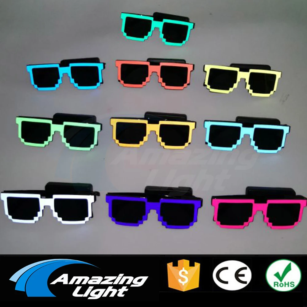 Hot sale LED Light up Glasses Wireless Luminous Glasses with Dark Lens Glow Party Costume Sunglasses Bar Club KTV Disco Supplies