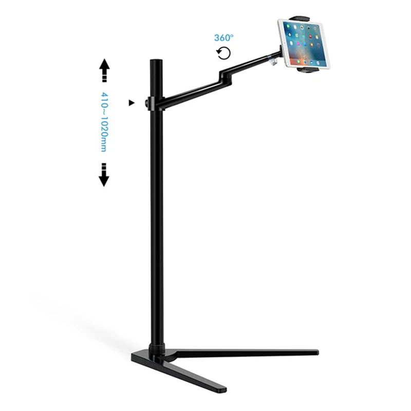 Aluminum Adjustable Height Floor Tablet phone Stand Holder for 4-14 Inch Phone Tablet support Mount for iphone ipad pro 12.9