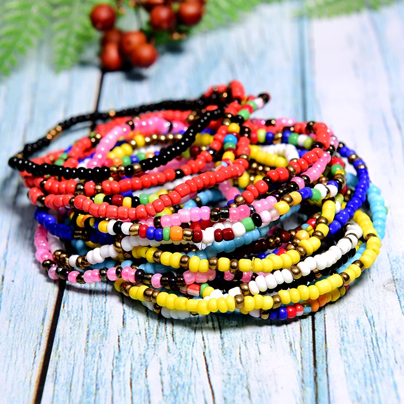 MOON GIRL 20 Pieces Seed Beads Charm Bracelet Boho Fashion Bohemian Girl Elastic Vintage Wrap Pulseras Femme Dropshipping