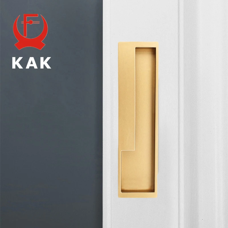 KAK Black Barn Door Handle Gold Zinc Alloy Interior Sliding Door Handles Flush Cabinet Pulls Furniture Handle Wood Door Hardware