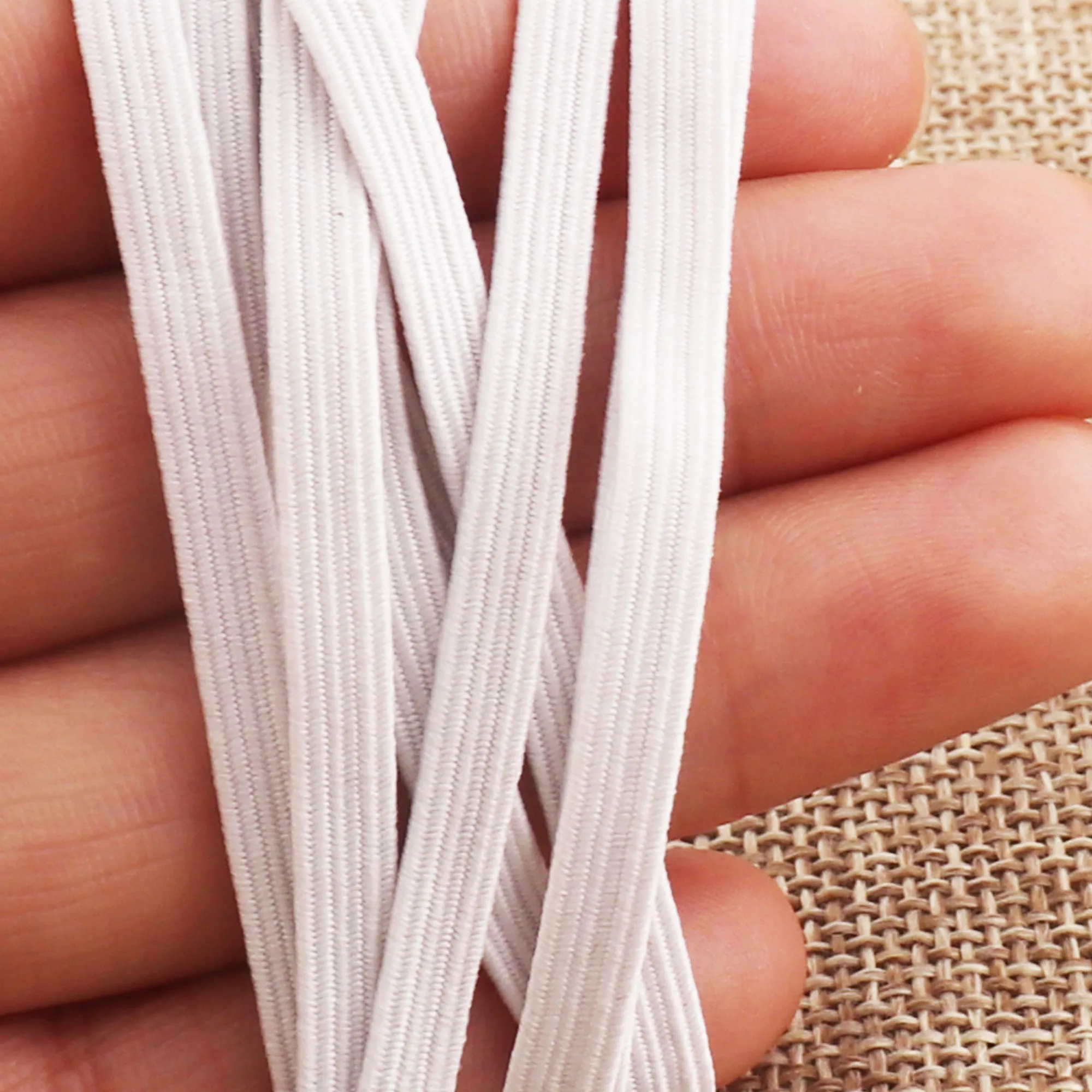 5mm White Nylon Coated Flat Elastic Cord band Elastic Cord Stretch Elastic Rope Trim Bracelet Making masks