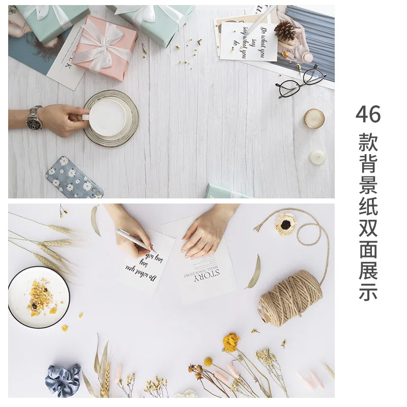 Writing Letter Milk Cup Photo Studio Backgrounds 57x87cm 2sides PVC Cover Waterproof Paper Backdrops Wood Marble Wall Printing