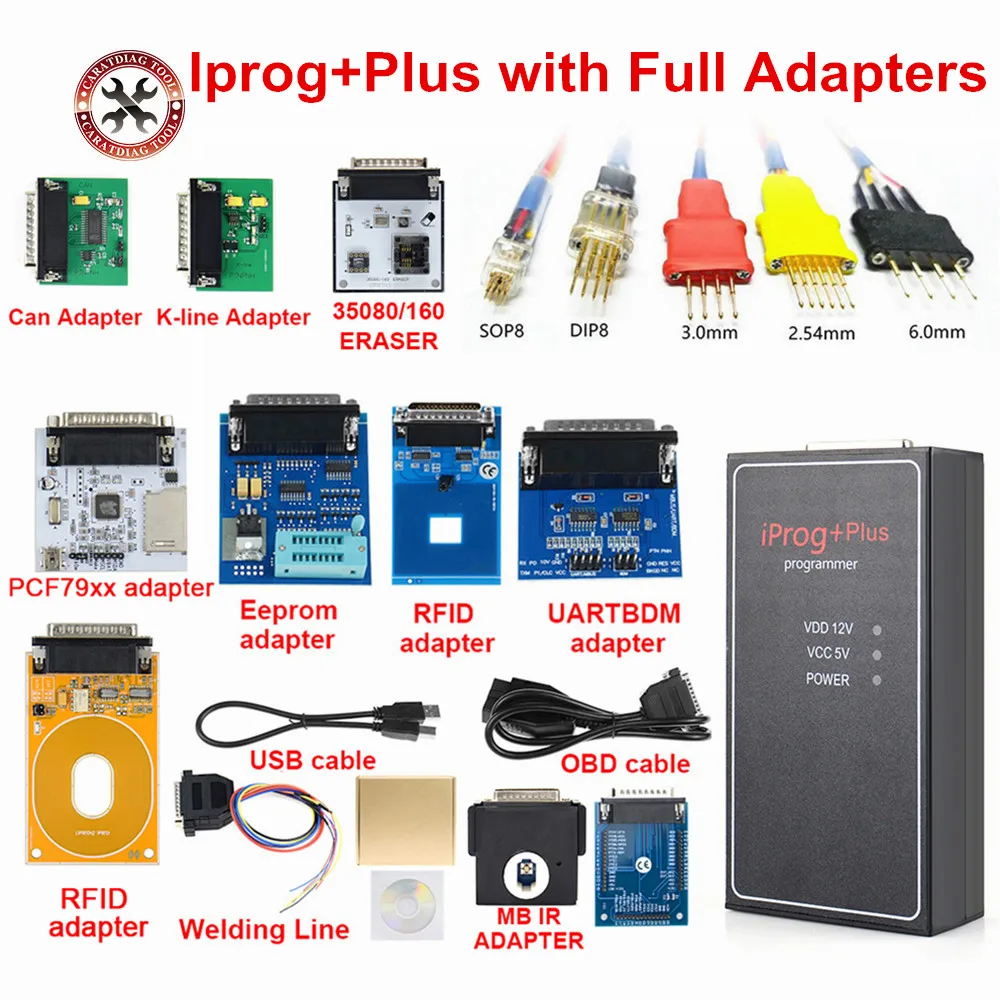 New Iprog+Plus Full Adapters Support IMMO+Mileage Correction+Airbag Reset Replace Carprog IPROG Pro Full Adapters