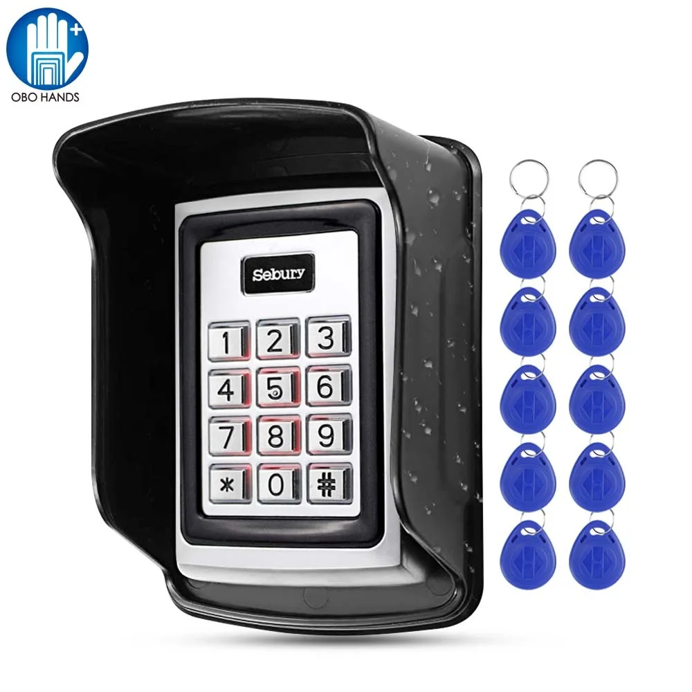 OBO Hands RFID Access Control Keypad Programming Controller Metal Waterproof Keyboard with/without 125KHz Keyfobs for Door Lock