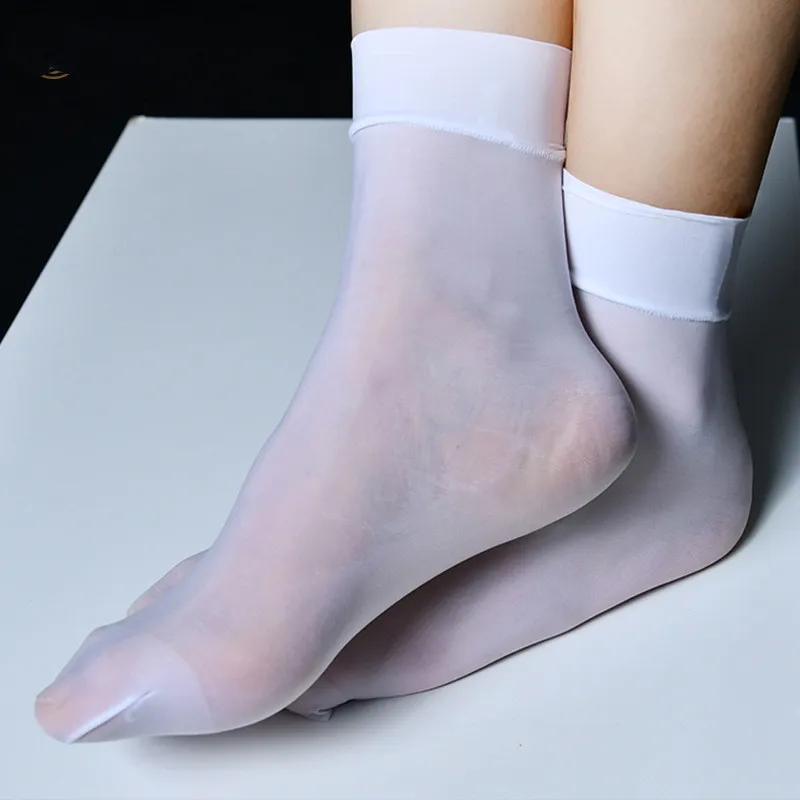 Sexy Ultra-Thin Transparent Socks Women Oil Shiny Glossy Elastic Ankle Socks See Through Sissy Unisex Sheer Smooth Socks