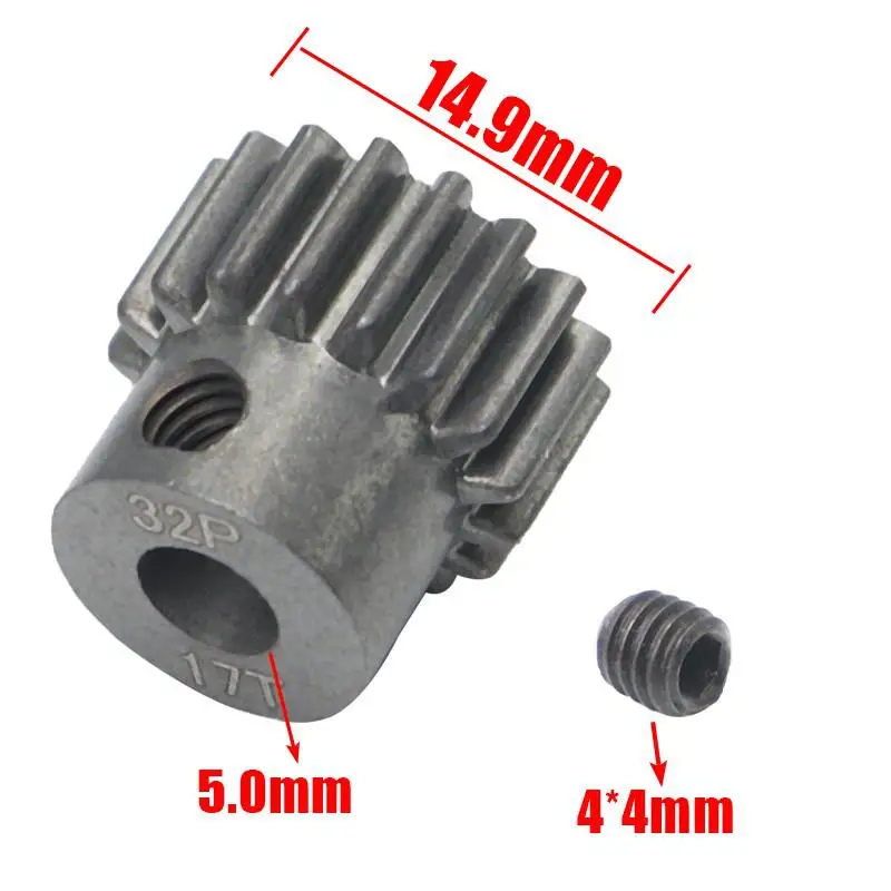 AJRC 32P M0.8 5mm 13T 14T 15T 16T 17T 18T 19T 20T 21T Zwart staal metalen Rondsel Motor Gear Voor 1/10 slash TRX4 Rc Model Auto Motor