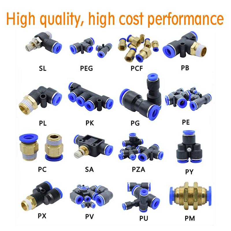 Pneumatic Hose Fitting PC/PCF/PL/SL Tube 4mm 6mm 8mm Thread 1/8\
