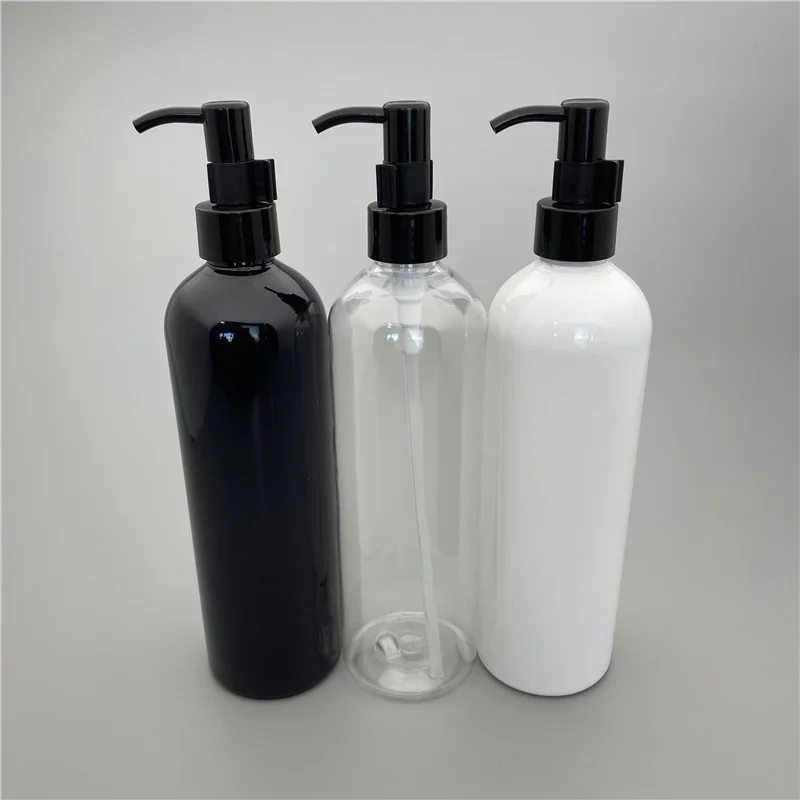 

400ML X 15 White Black Clear Empty Face Cleaning Oil Pump Round Shoulder Bottles 400cc Massage Oil Container For Personal Care