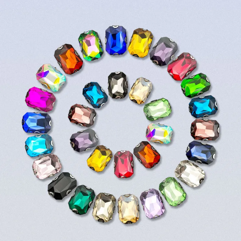 직사각형 팔각형 D 클로 라인석 유리 바느질 크리스탈 루즈 스트 라스, 8x10 13x18 10x14 18x25mm, 의류용