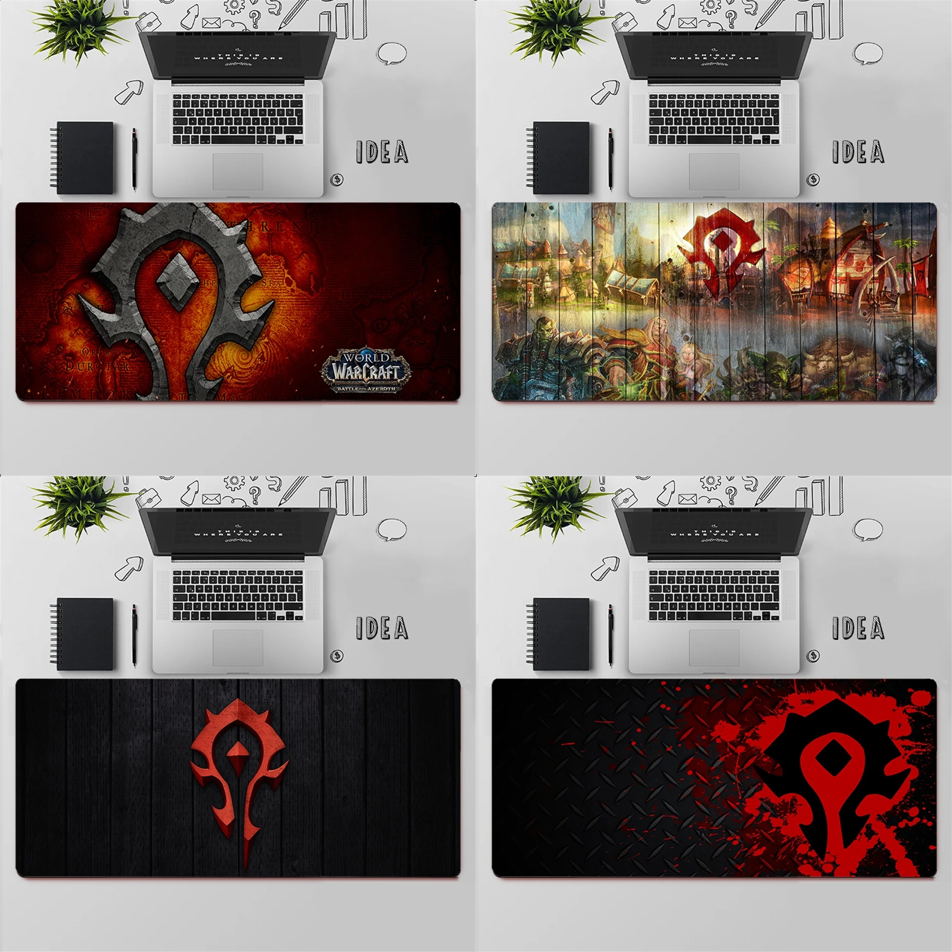 Grand tapis de souris de jeu pour PC Gamer, ordinateur, WOW World of Warcraft Horde, sous-clavier, bureau