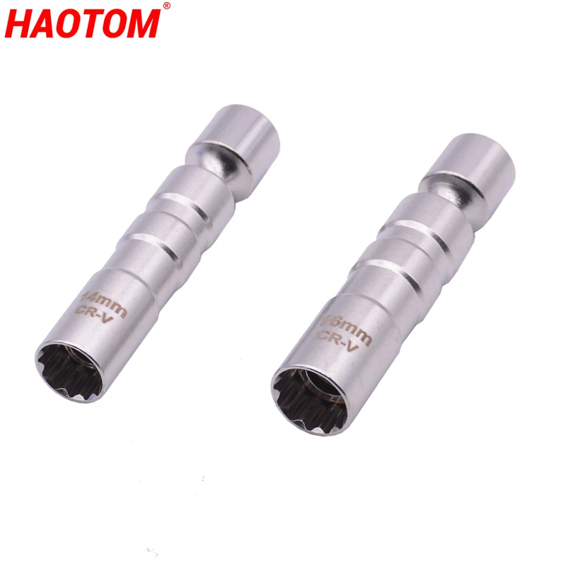 14MM/16MM Thin Wall Magnetic Swivel Spark Plug Socket 3/8 Inch Drive 12 Point Spark Plug Socket Removal Tool 360 Swivel For BMW