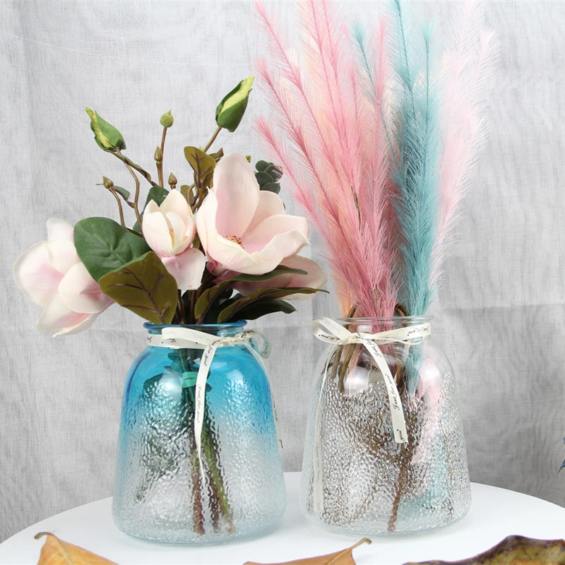 American Style Retro Colorful Glass Vase Tabletop Crafts Gradients Plant Hydroponic Bottle Creative Home Decoration Accessories
