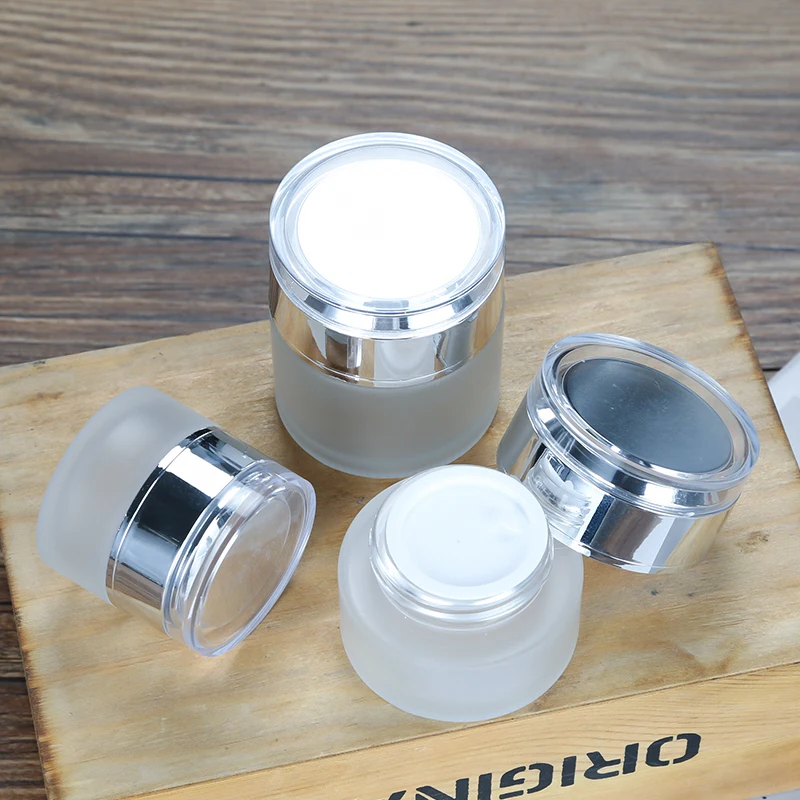 

20g/30g/50g Frosted Glass Makeup Jar Pot Refillable Sample bottle Travel Face Cream jar Cosmetics Packing Container