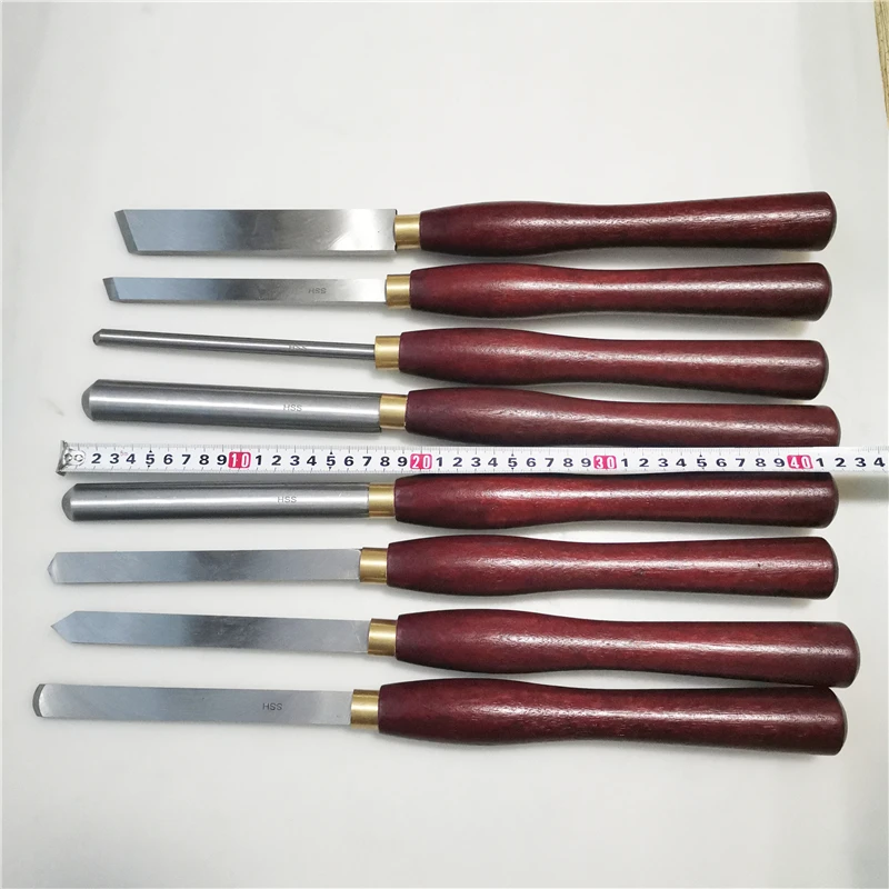8pcs/set HSS Woodworking Turning Tool set HSS Lathe Chisel Set High Speed Steel Semicircle Knife Hand-held Wooden Turning Tool