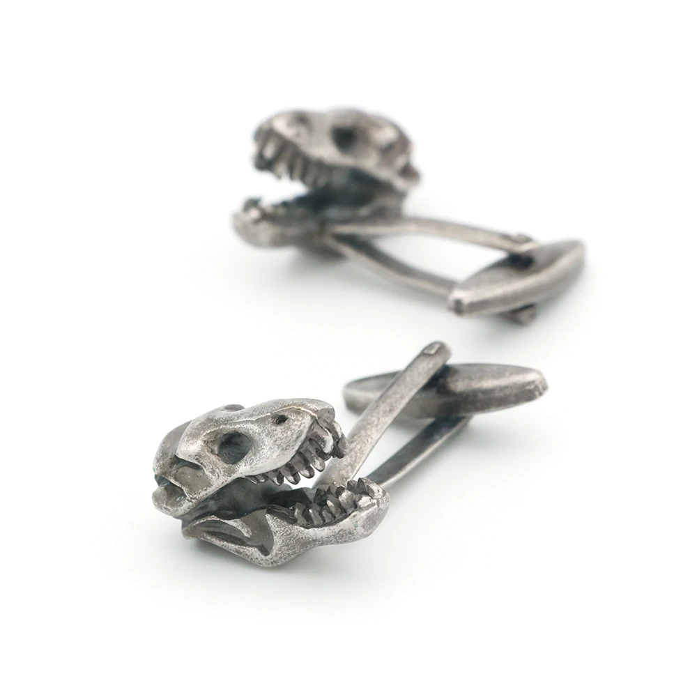Men\'s Dinosaur Skull Cufflinks Novelty Animal Head Design Vintage Color Brass Cuff Links Wholesale&retail
