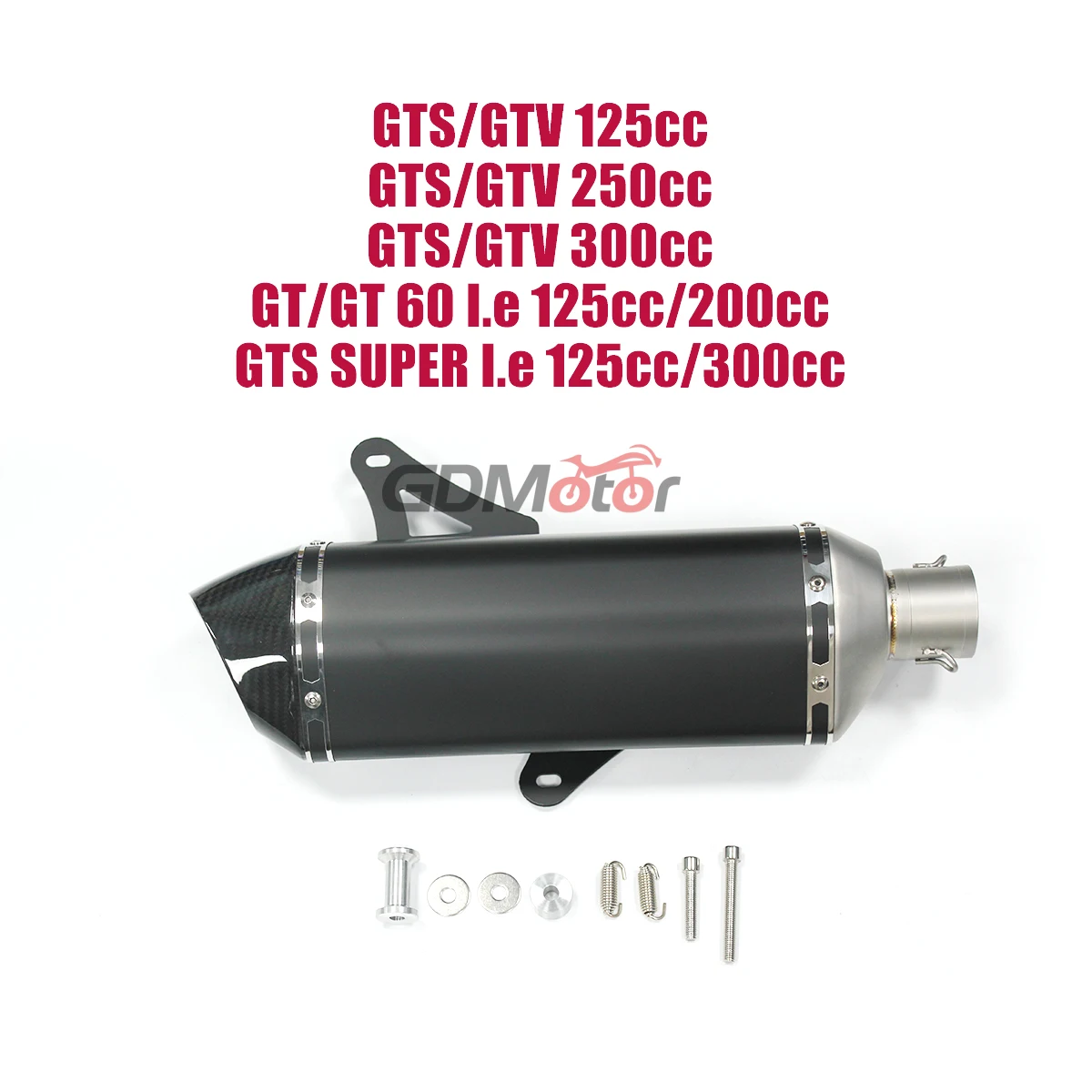 Motorcycle Exhaust For Vespa GTS 300/SEI GIORNI/SUPER 2008-2020 GTS250 2005-2013 GTV250 2006-2013 GTV300 2010-2017 GTS125/150 IE