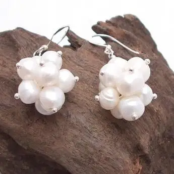 New Arrival Favorite Pearl Earring Dreamy Natural White Grape Genuine Freshwater Pearls S925 Silver Dangle Earring Hot Sale