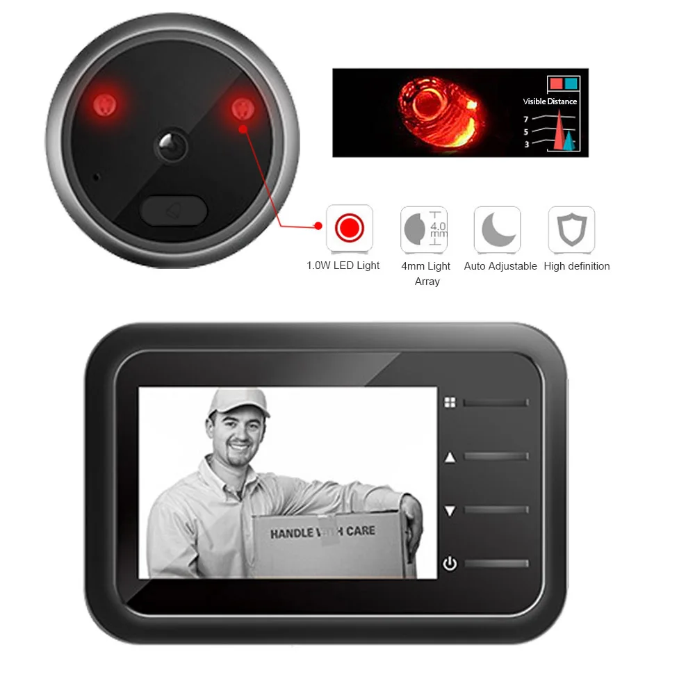 Video Peephole Doorbell Camera Video-eye Auto Record Electronic Ring Night View Digital Door Viewer Entry Home Security