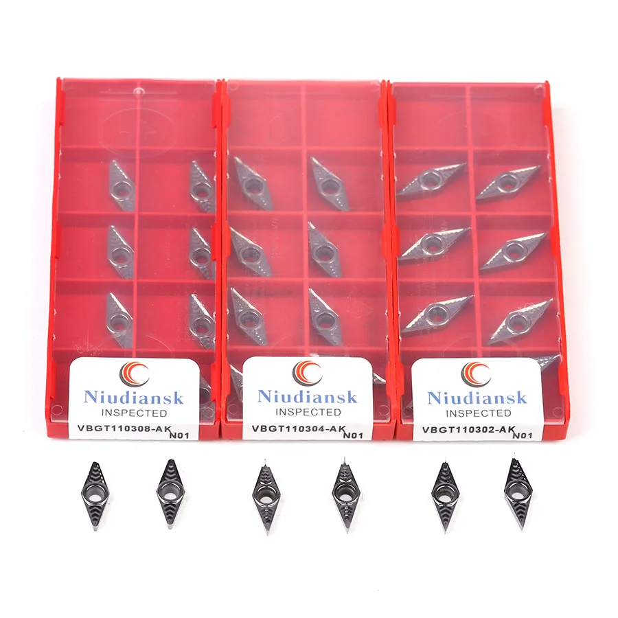 Inserts de découpe internes en carbure cémenté, en aluminium pour tour CNC VBGT110302 AK H01 VBGT110308 AK H01