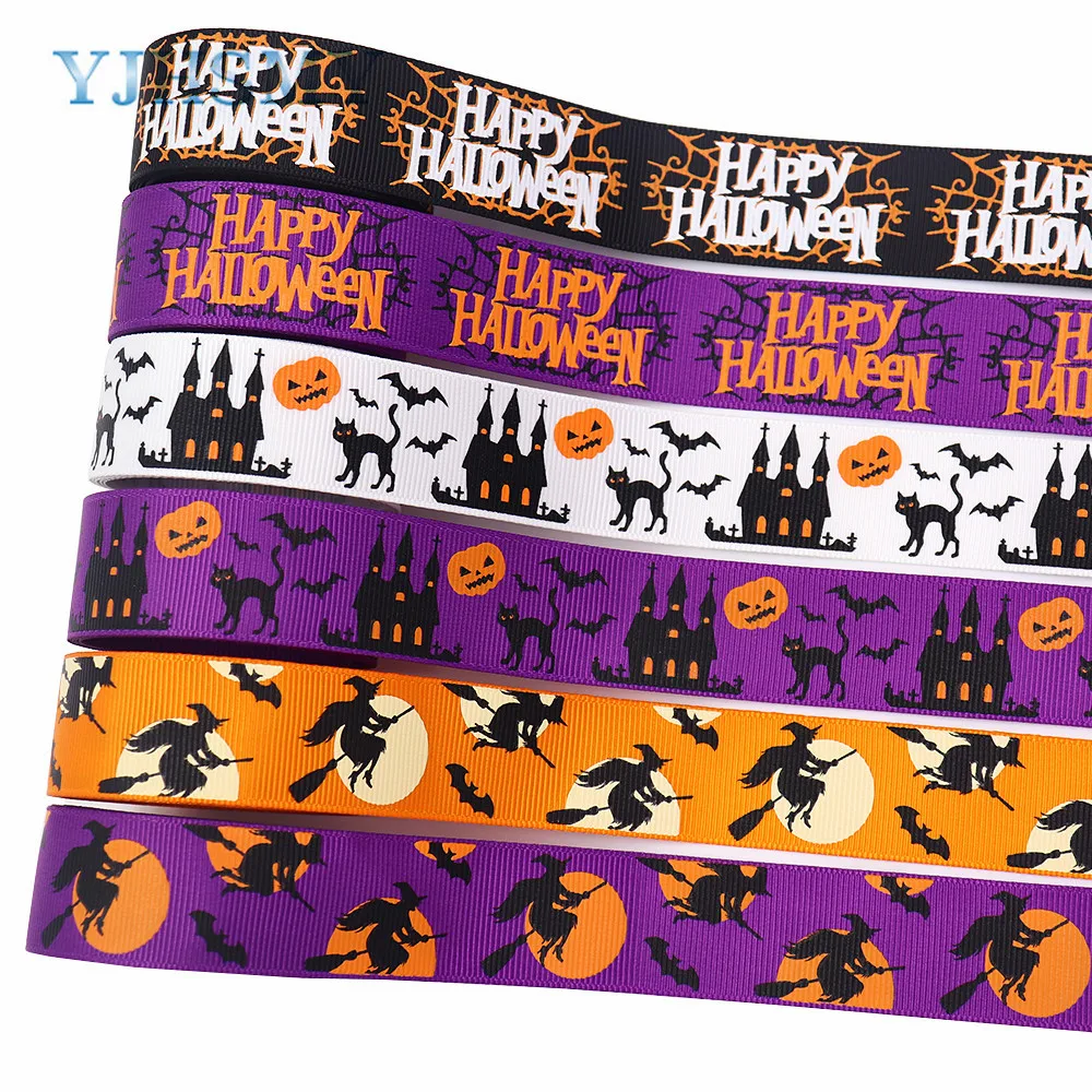 5 yards Halloween handmade DIY heat transfer ribbon ribbon threaded belt ribbed ribbon satin ribbon holiday decoration lanyard