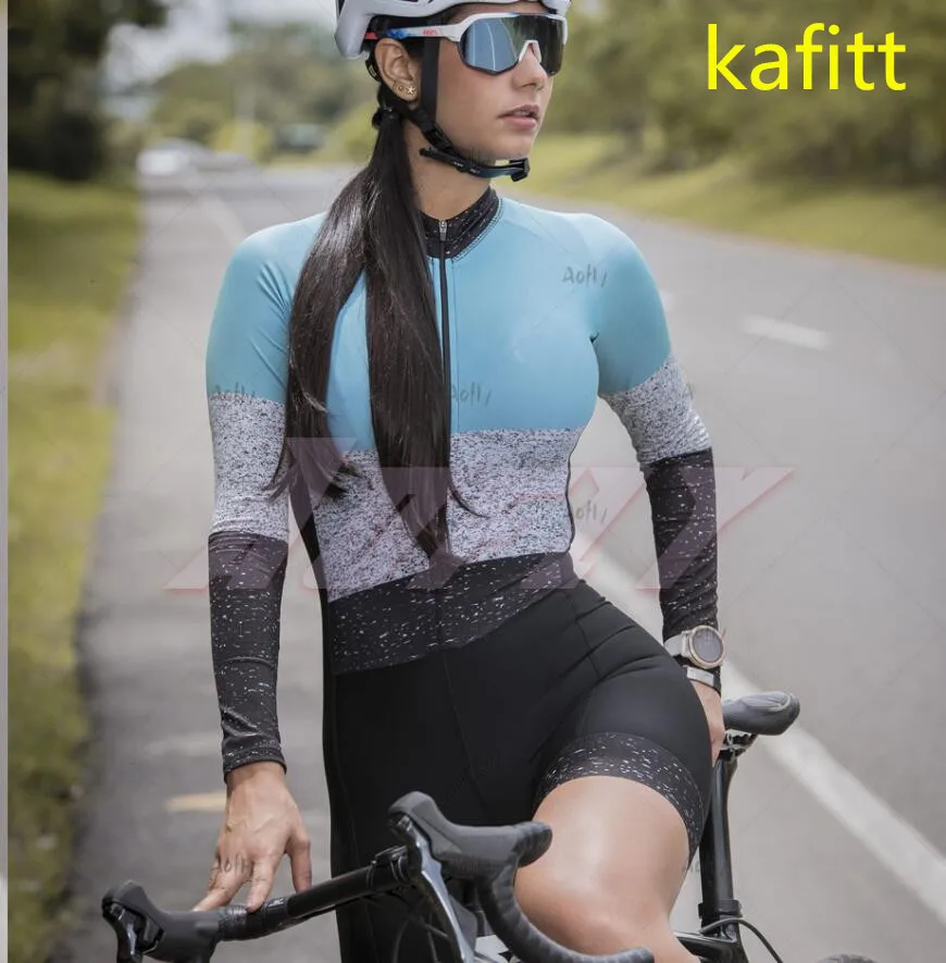 2022-KAFITT triathlon race jersey overalls sports running woman one-piece dress long-sleeved loop suit 20DGEL