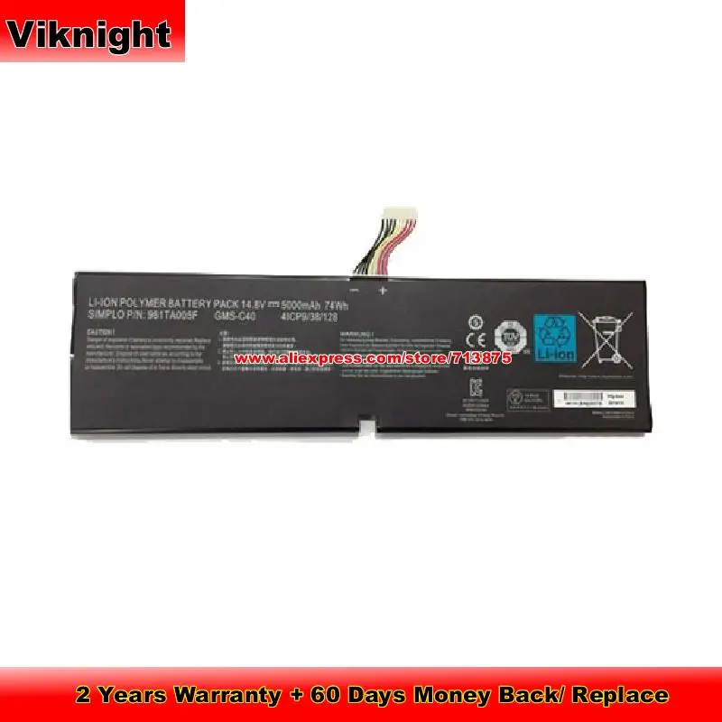 Genuine RZ09-0099 Battery GMS-C40 for Razer Blade Pro 17 Pro 2013 RZ09-00991101 Rz09-0130 14.8V 5000mAh 74Wh