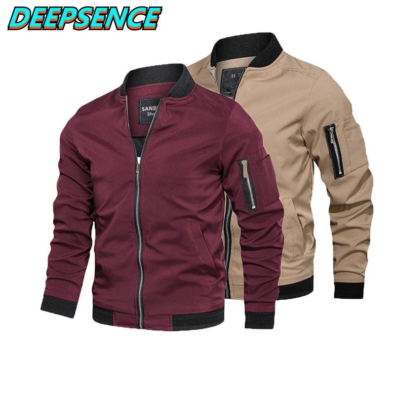 

Spring Autumn Fashion Casual Jacket Coat Men England Stand Neck Solid Zipper Pockets Streetwear Simple Jackets Men Plus Size 5XL