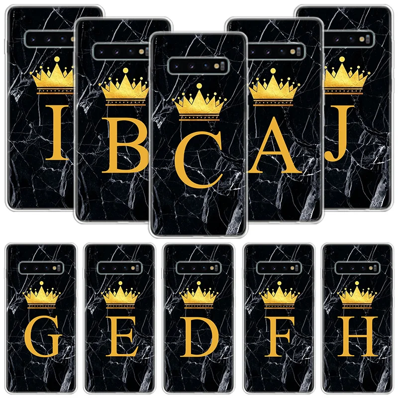 26 Letter Crown Custom A Phone Case For Samsung Galaxy A50 A70 A40 A30 A20S A10 Note 20 Ultra 10 Lite 9 8 A6 A8 Plus A7 A9 +