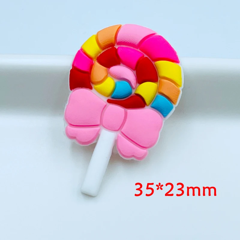 10 Pcs Kawaii New Cute Cartoon Lollipop Series Soft Rubber DIY Scrapbook Flat Back Bow Charm Decorate Accessories D17