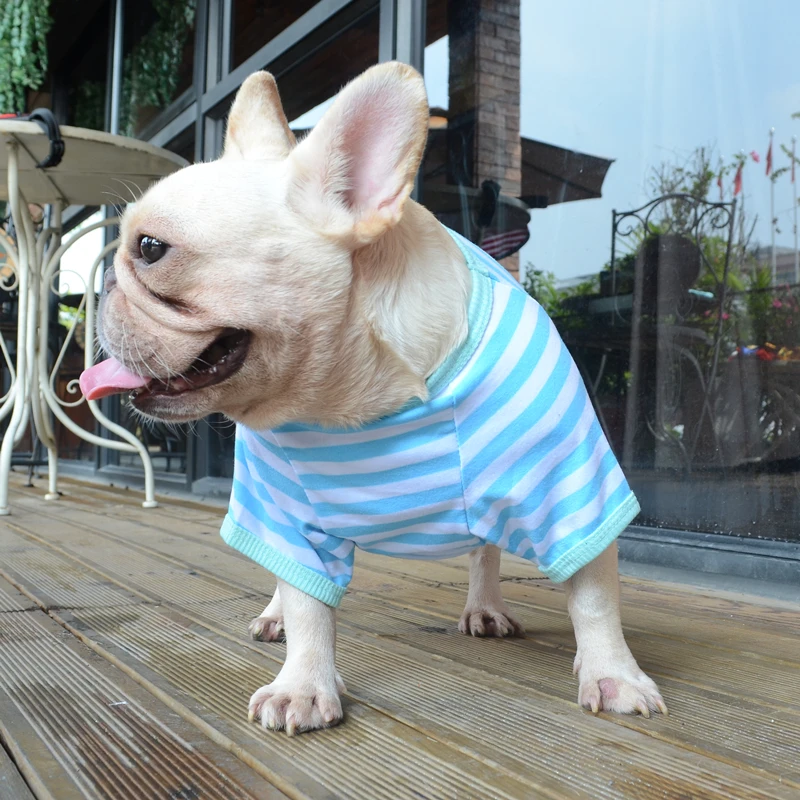 Classic Stripe French Bulldog Shirt Cheap Dog Clothes For Small Dogs Summer Chihuahua Tshirt Cute Puppy Vest Yorkie Pet Clothes