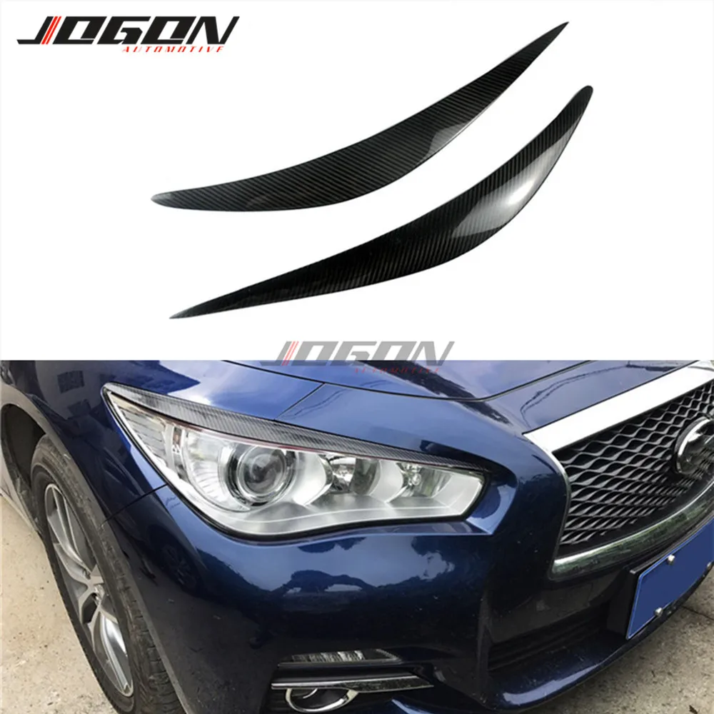 

Dry Carbon Car Headlight Eyebrow Eyelid Cover Trim For Infiniti Q50 2014 - 2017 Car Accessories