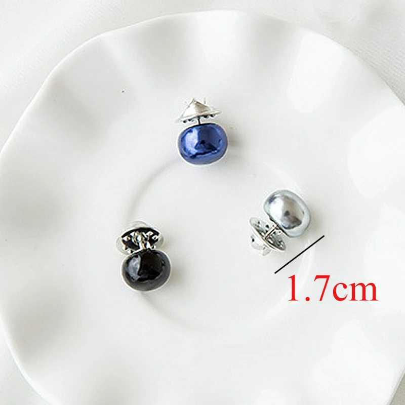 10pcs Button Brooch Imitation Pearl Circle Brooch Pins PU Button Trendy Metal Sweater Collar Hijab Pin Brooch Jewelry Accessorie