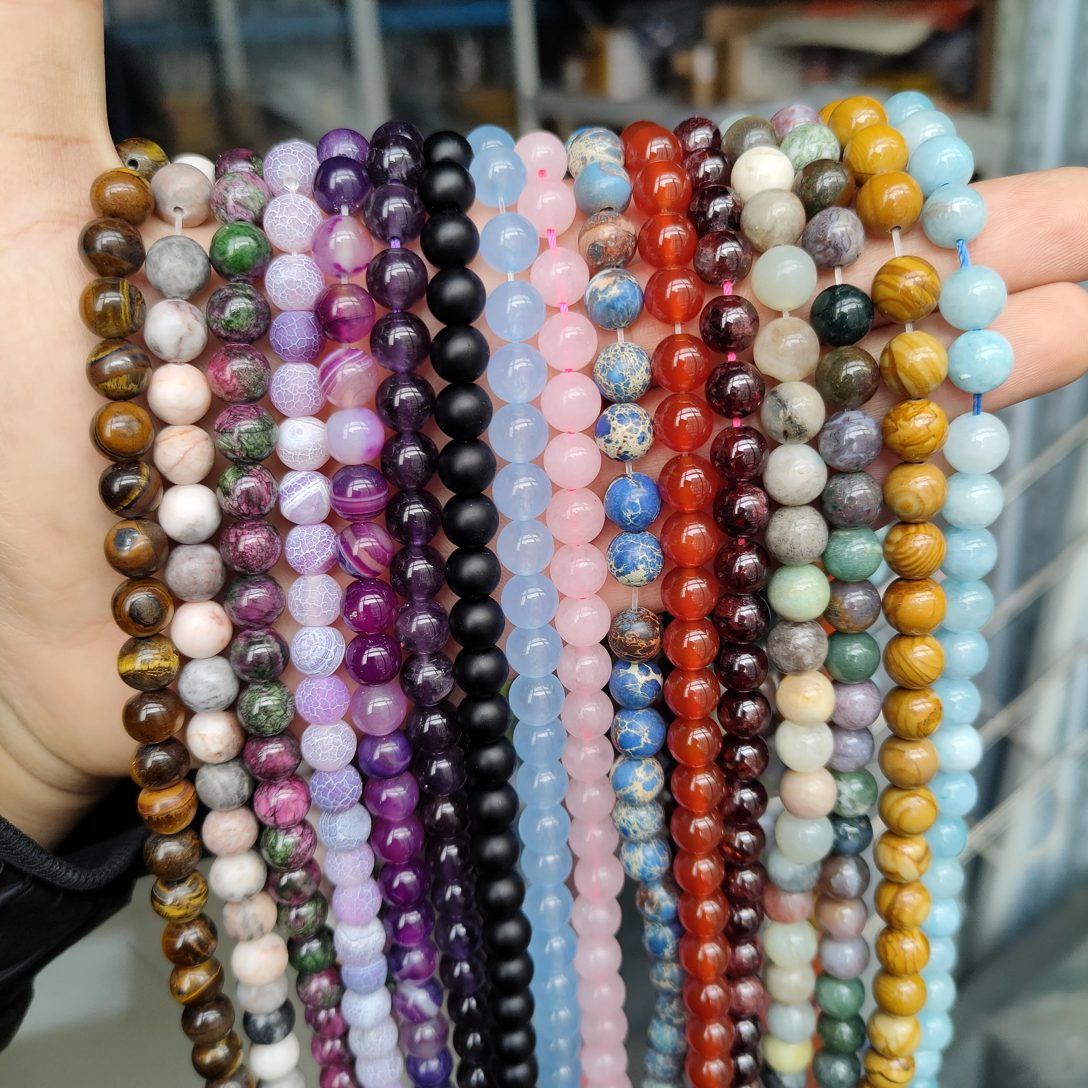 Natural Round Tiger Eye Amazonite Amethysts Turquoises Agates Garnet Spacer Loose Stone Beads For Jewelry Making DIY Bracelet image 2