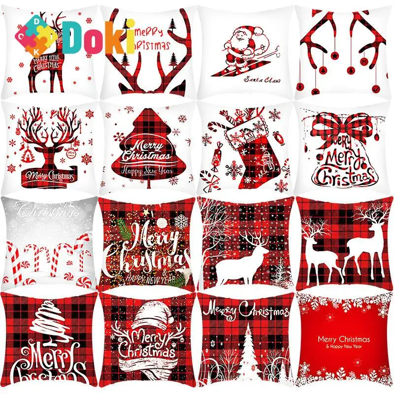 

Pillowcase Christmas Pillowcase Car Back Cushion Covers Household Linen Short Plush Christmas New Sofa Pillowcase Doki Toy 2023