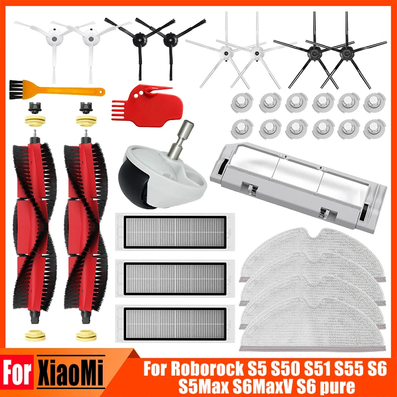 Accessoires de rechange pour aspirateur Xiaomi Roborock S6 S5 MAX S60 S65 S5 S50 E25 E35, rouleau principal, brosse latérale, filtre HEPA
