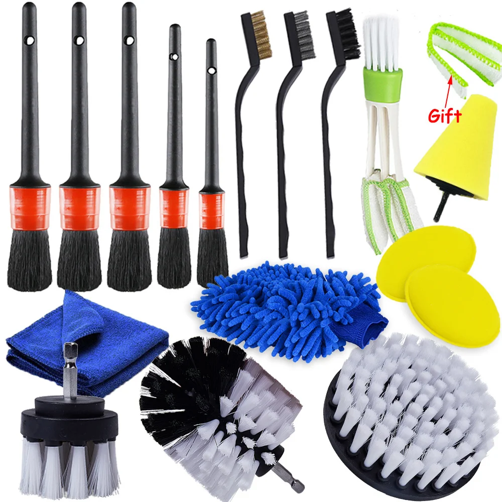 Power Scrubber Drill Brush Detailing Brush Set For Car Air Vents Rim Cleaning Auto Brushes For Carpet Leather Cleaning