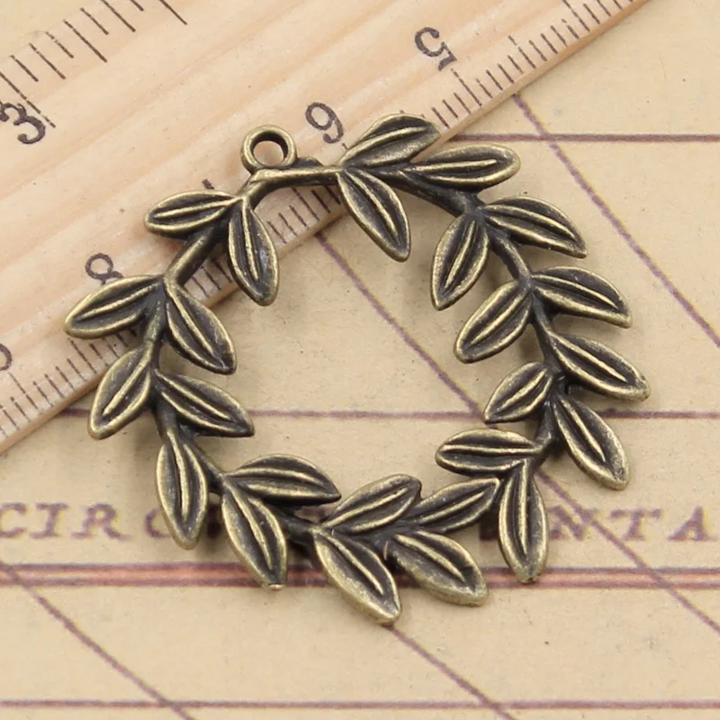 10pcs Charms Olive Branch Wreath 41x36mm Tibetan Bronze Silver Color Pendants Antique Jewelry Making DIY Handmade Craft