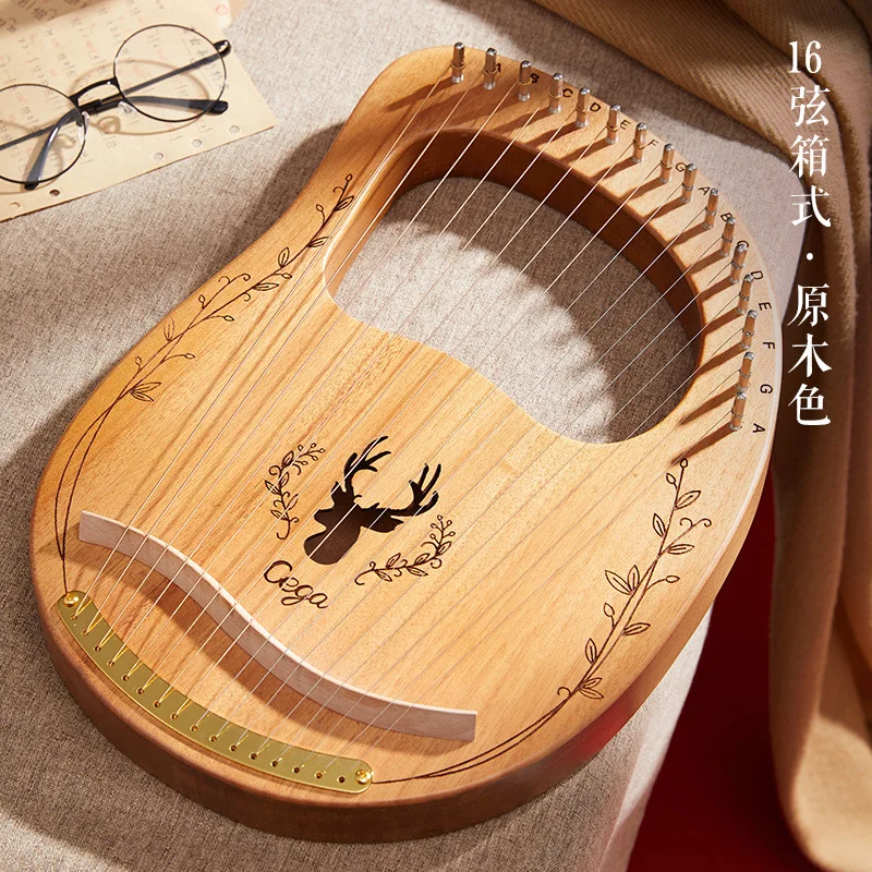 Wooden Mahogany Lyre Harp With Tuning Tool For Beginner Musical Instrument 19 Strings 16 Strings