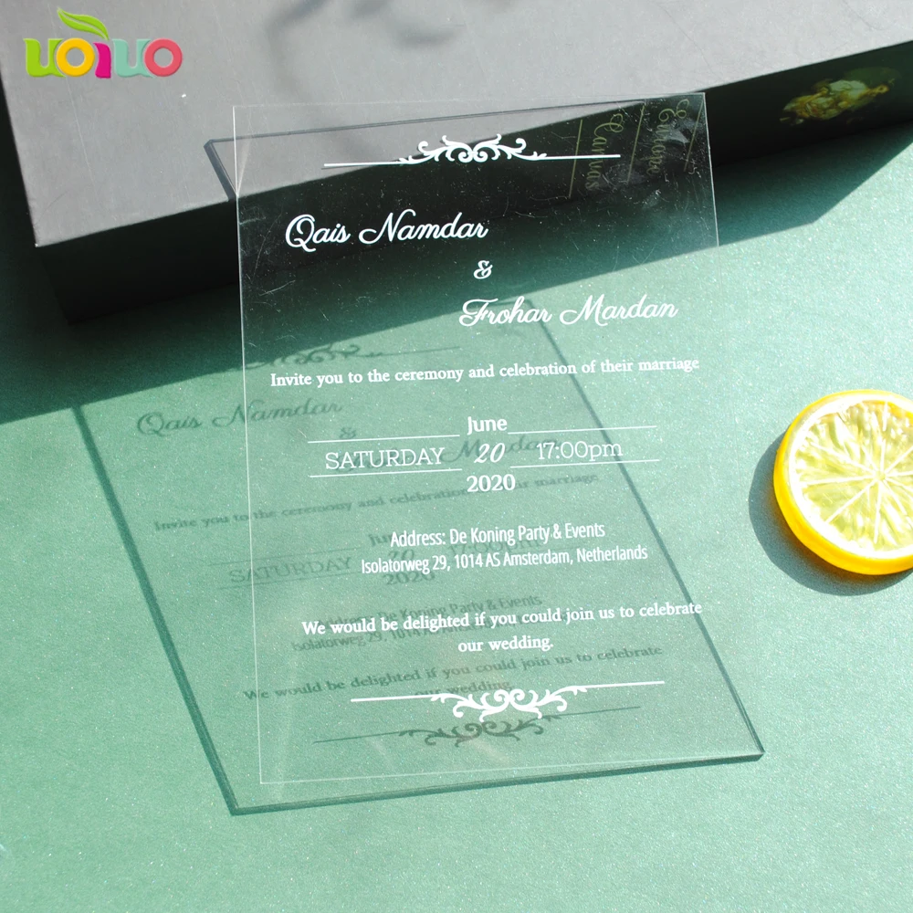 Personalized Custom Acrylic Invitation Card High Quality UV Printing Eco-Friendly Inks