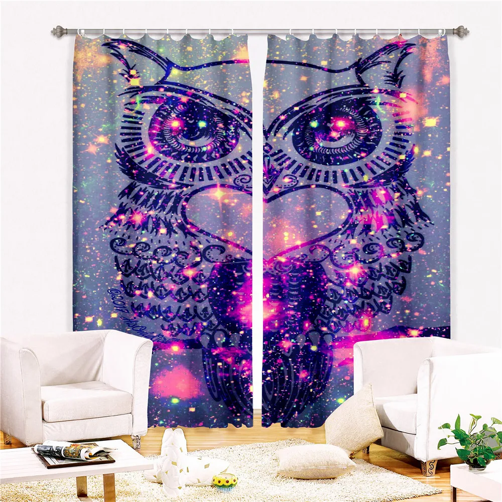 

Likurb Pink Owl Dream 3D Printing Blackout Curtain Home Decoration for Kids Adults Bedroom Livingroom Home Decor