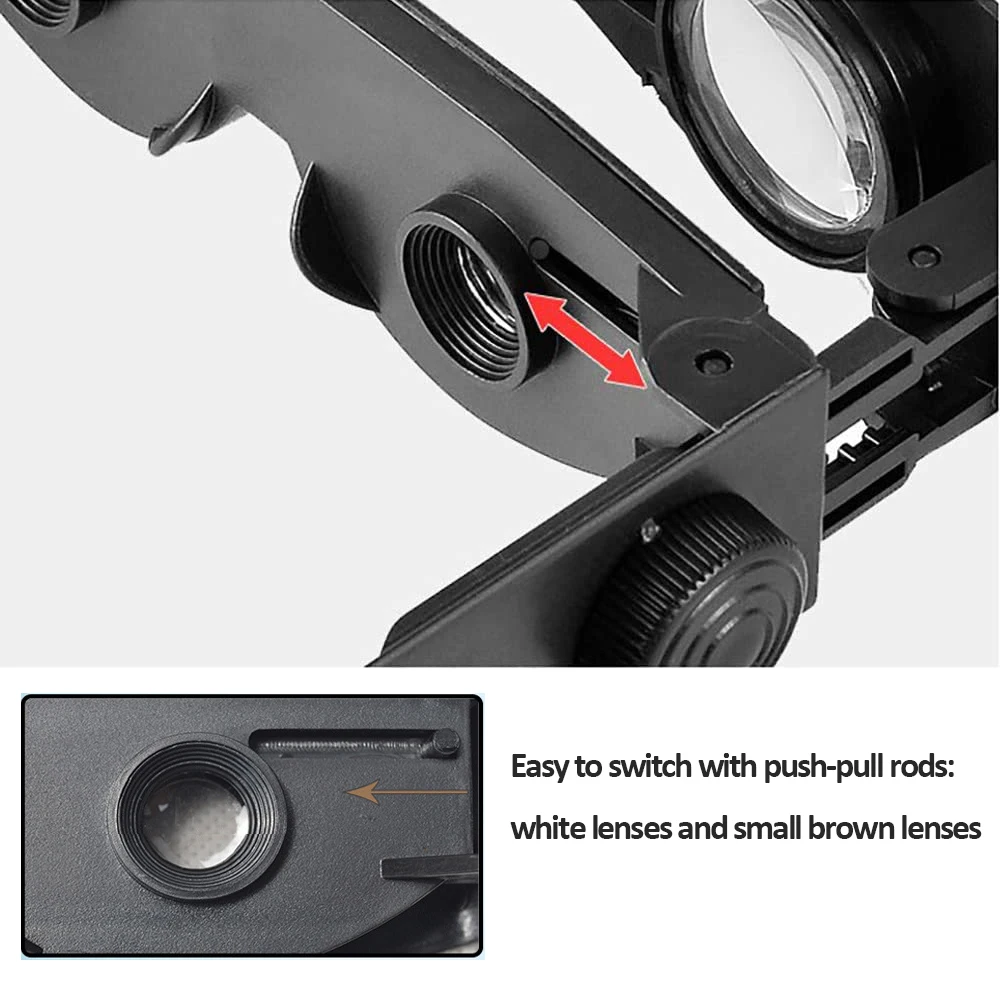 屋外釣り用ゴーグル,調節可能な双眼鏡,メガネケース付きハンティング双眼鏡 (白/茶色)