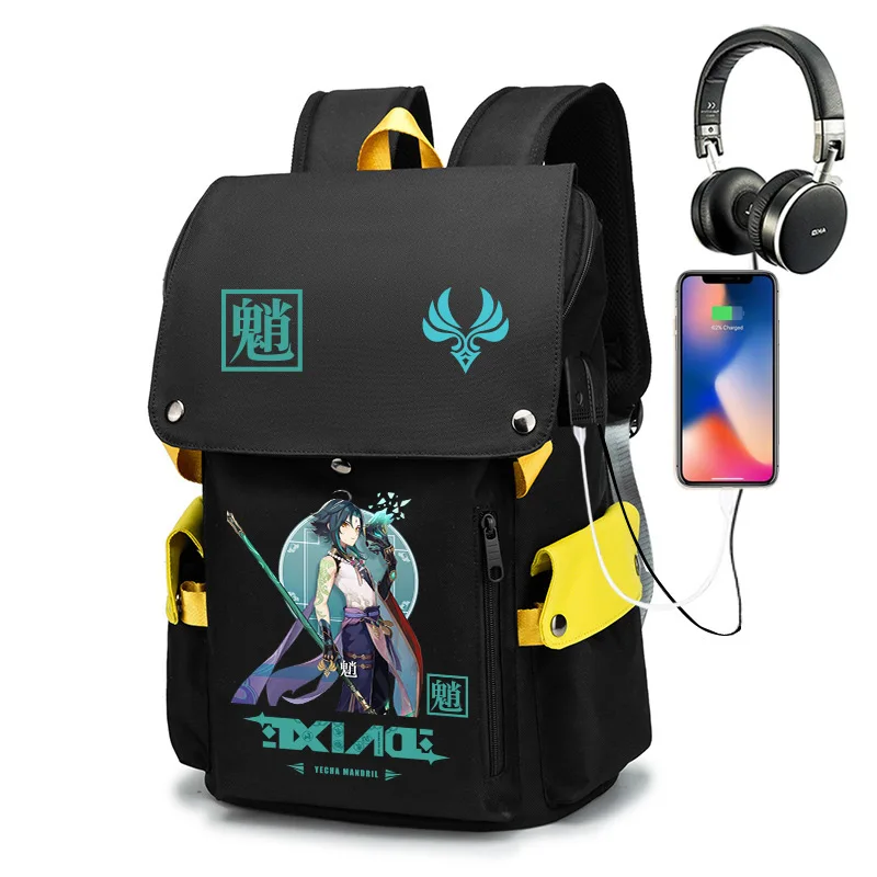 

Game Genshin Impact Xiao cosplay Original Two-Dimensional Animation Peripheral XIAO Backpack Men And Women Computer School Bags