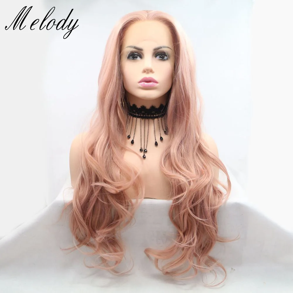 Curly Synthetic Light Pink Lace Front Wigs Cosplay Lolita Wig For Black Women Highlight Frontal Body Water Wave Glueless Hair