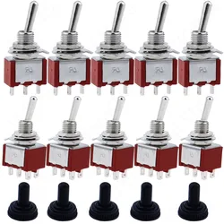 5PCS  6MM Reset Latching Toggle Switch MTS-102 5A 6A 125V 3A 250 AC Mini 3 6PIN ON-ON ON-OFF-ON Rocker Switch Lights Motors