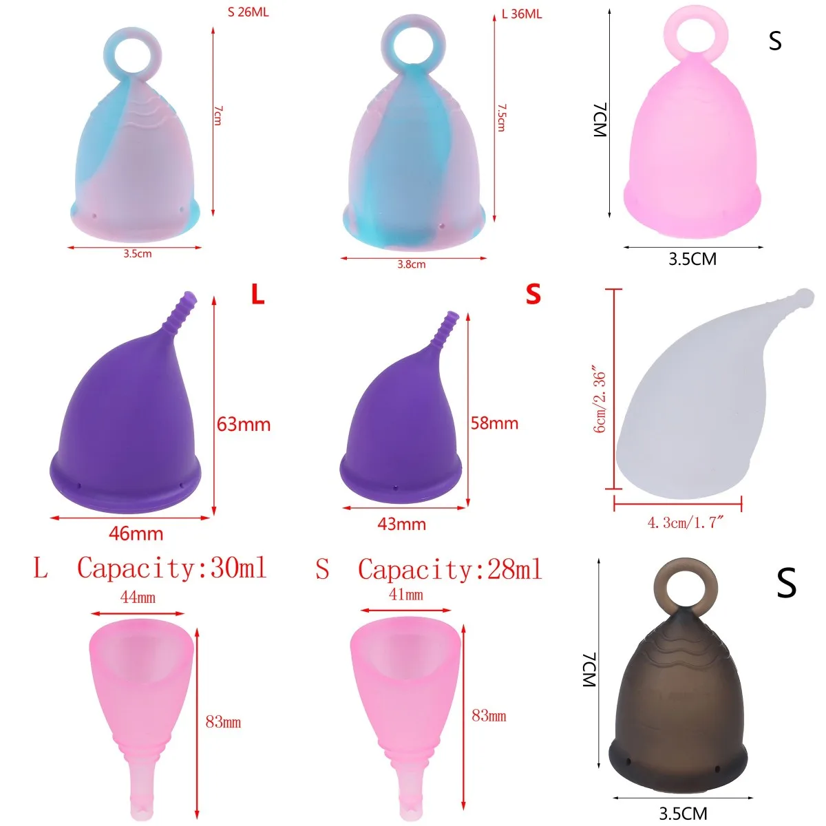 

1PC Medical Grade Silicone Menstrual Cup Set Transparent Feminine Hygiene Cup Coupe Menstrual De Silicona Medica Coppetta