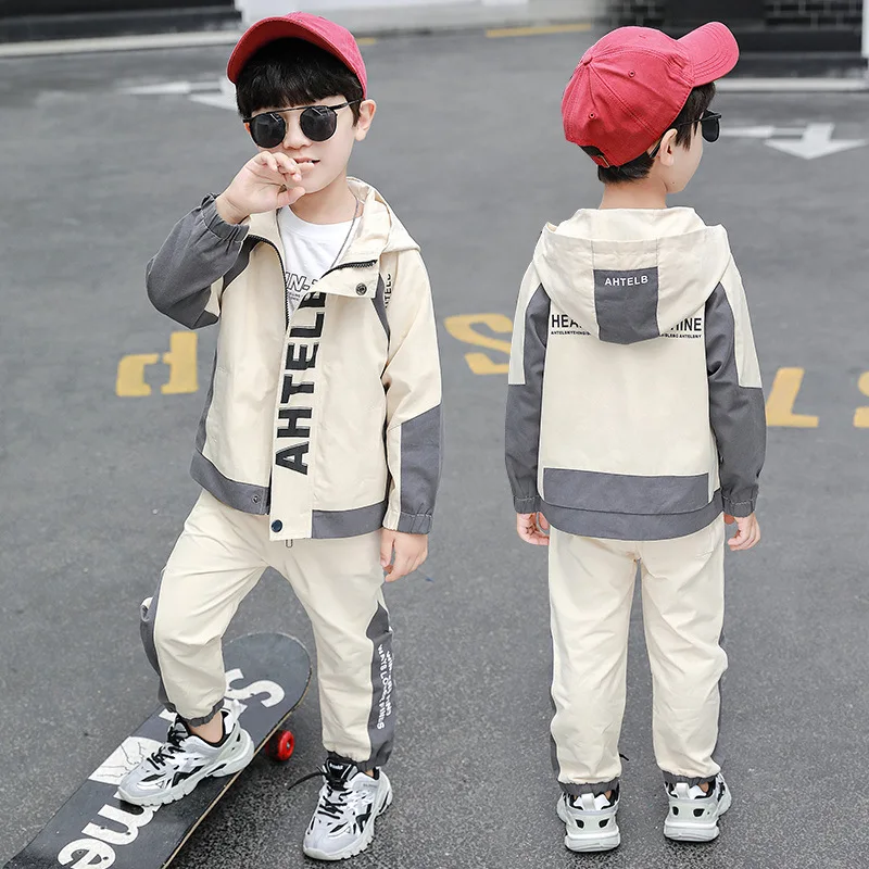 Fashion Spring Autumn Children\'s Clothes Baby Boys Coat + Pants 2pcs/Set Kids School Beach Costume Teenage Clothing High Quality