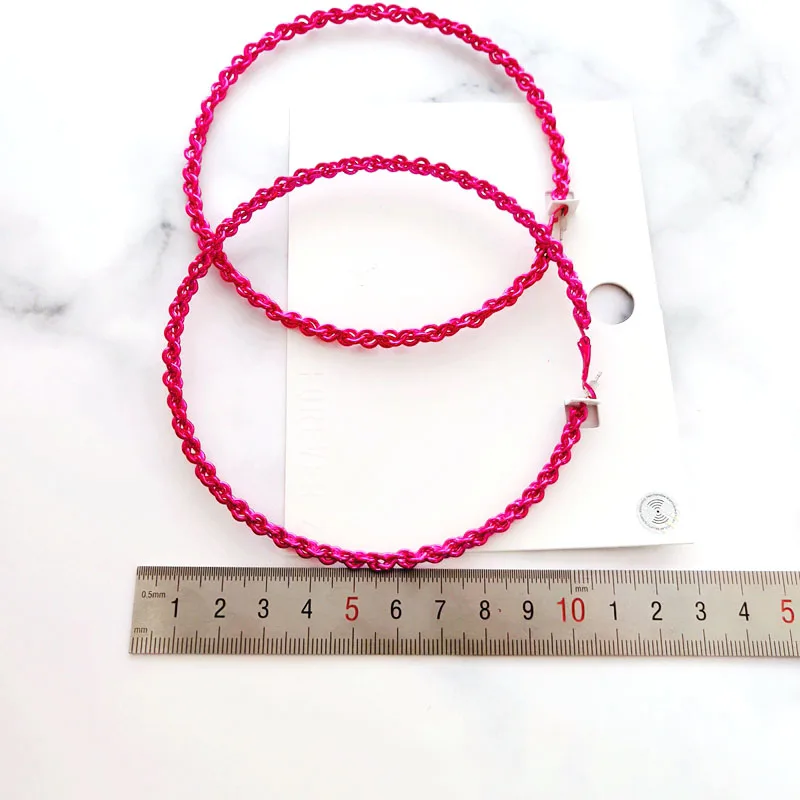 New Fashion Pink Braided Big Round Hoop Earrings For Women Elegant Oversized Circle Earrings High Quality Party Jewelry Gifts