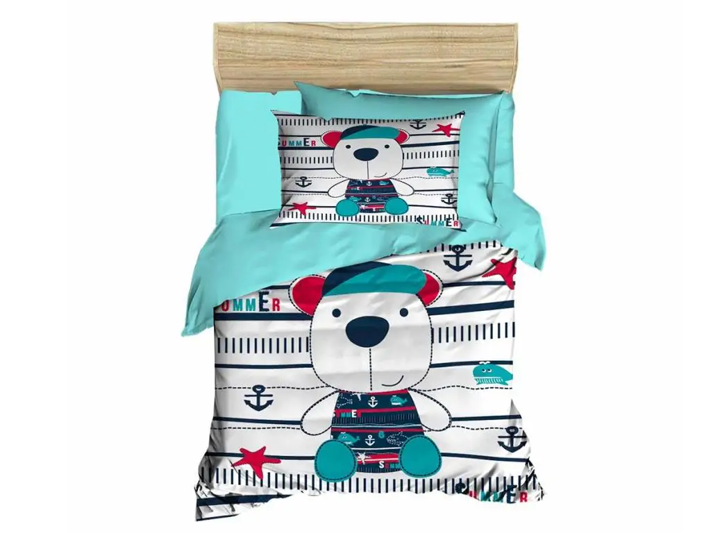 Digital Printed 3d Baby Duvet cover set Bear Mint Green