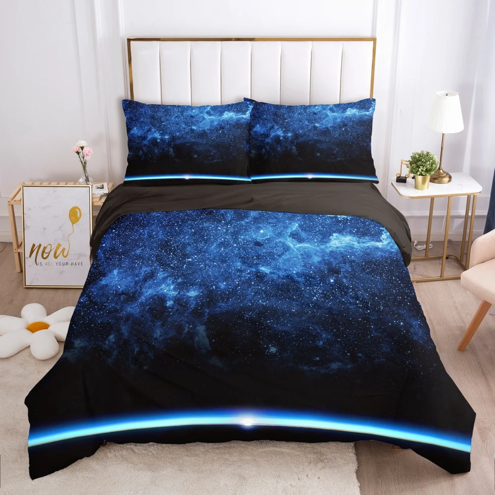 Galaxy bedding set Europe King Single Duvet cover set pillow case Bed linens Quilt cover 240x260 240x220 Black starlight