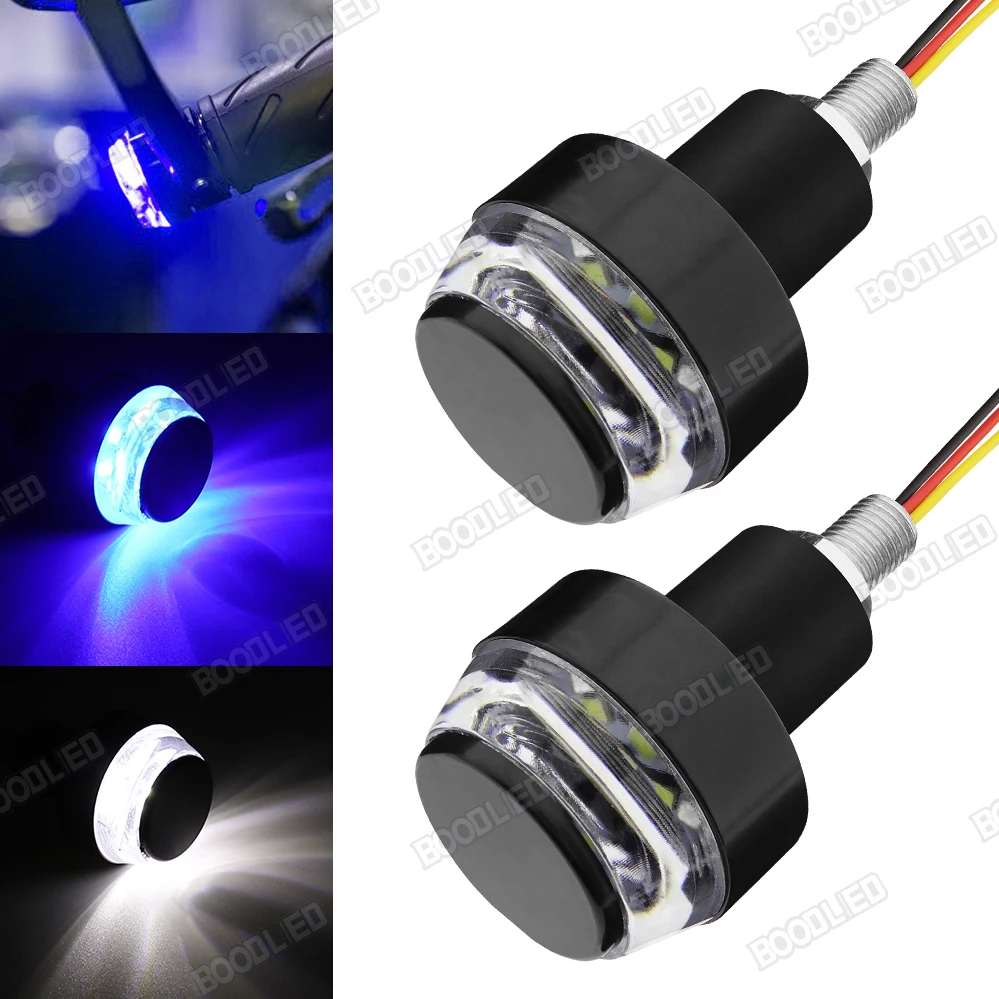 2pcs Motorcycle Turn Signal Lights LED Handle bar End Blinker for 22mm Double Colors LED Side Marker Lamp.